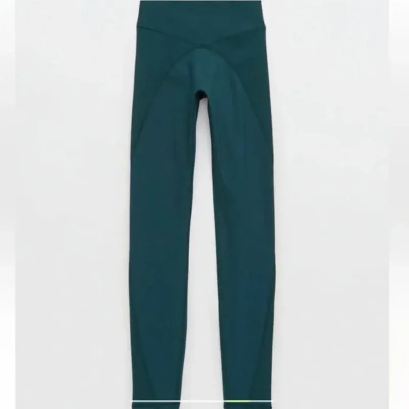 OFFLINE goals high waisted ribbed leggings aerie size small emerald green - Image 3