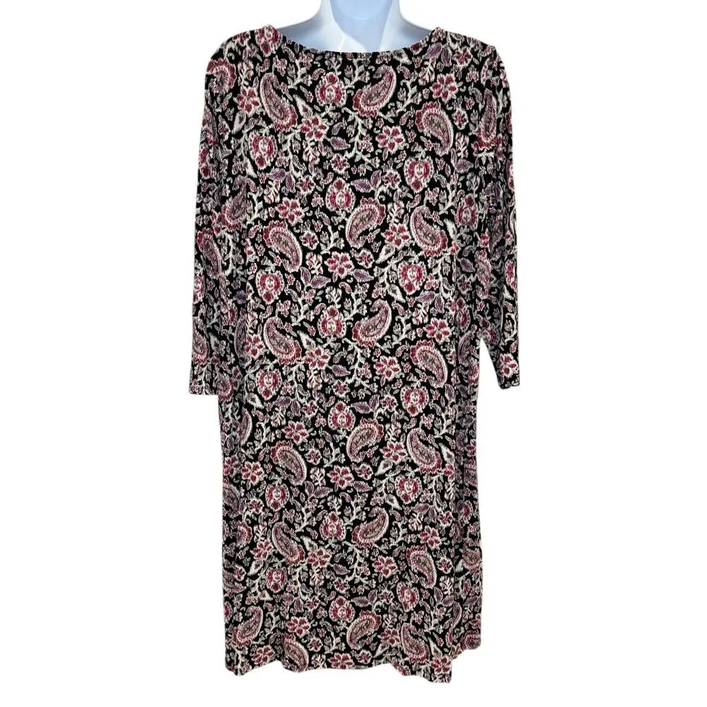 J. Jill Wearever‎ Pink White Black Paisley Floral Tunic Shift Dress Large - Image 3