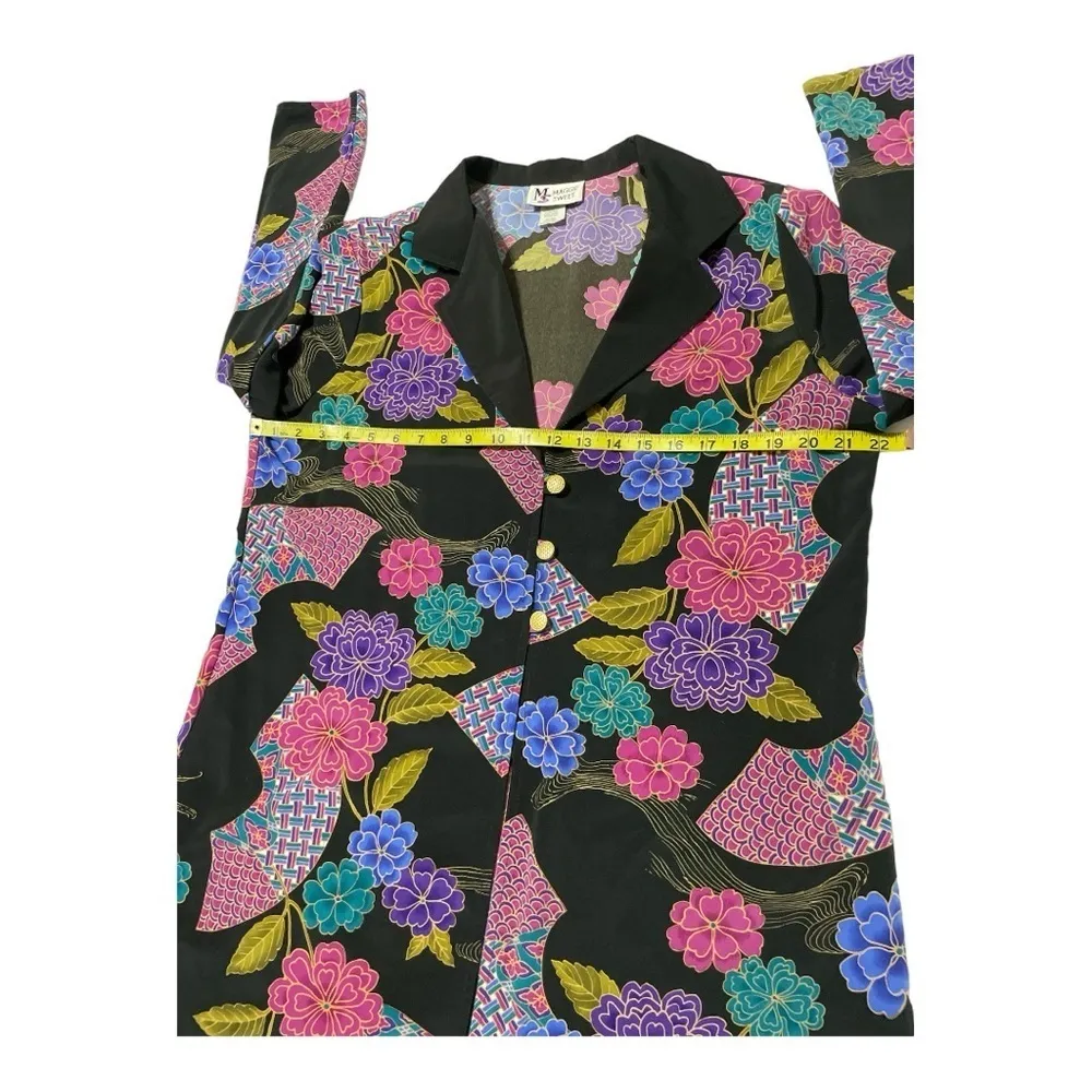 VINTAGE MAGGIE SWEET long Blazer Top floral womens size Petite Large Pink - Image 14