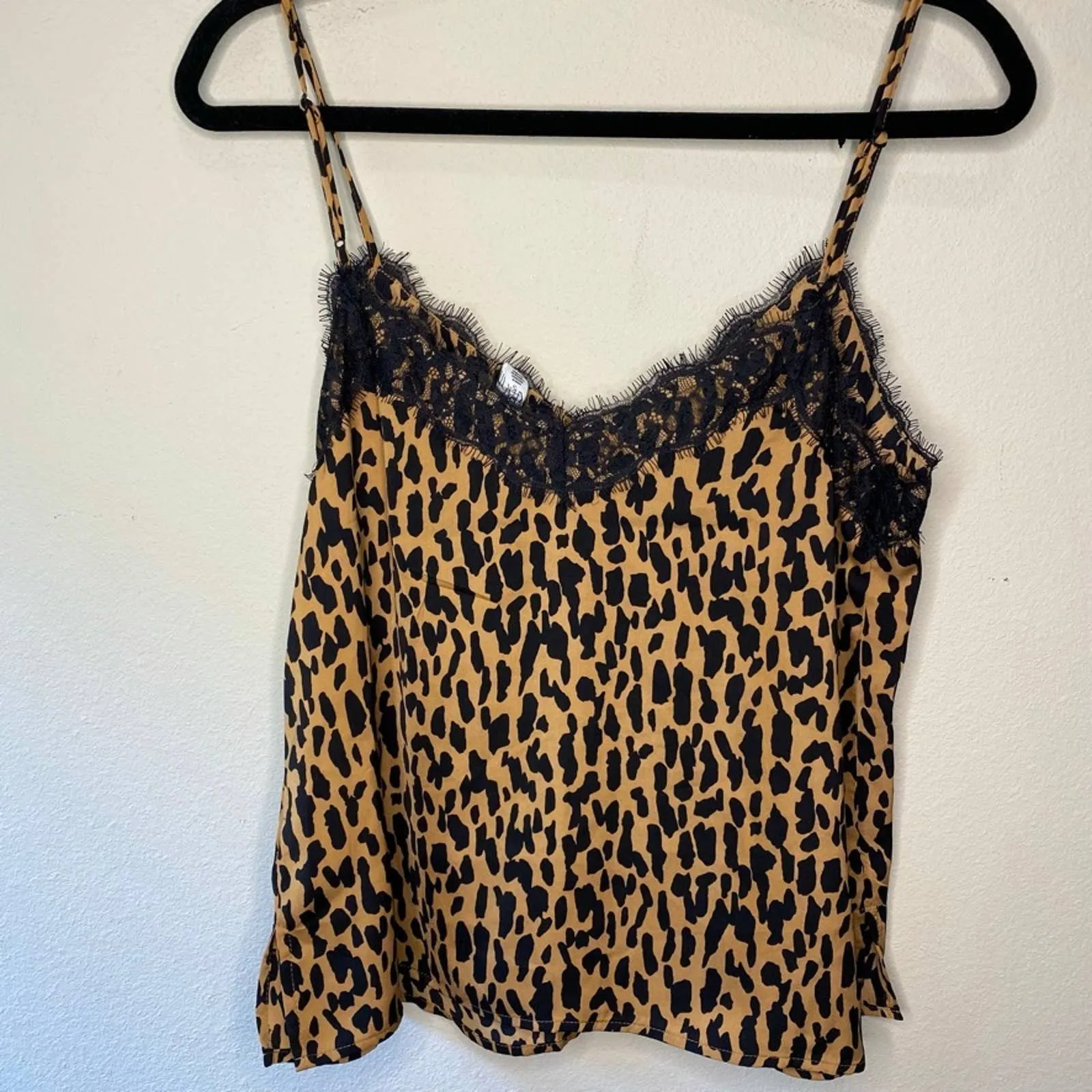 Leopard Print Cami Tank Top Black‎ Lace Trim Sleeveless - Image 8