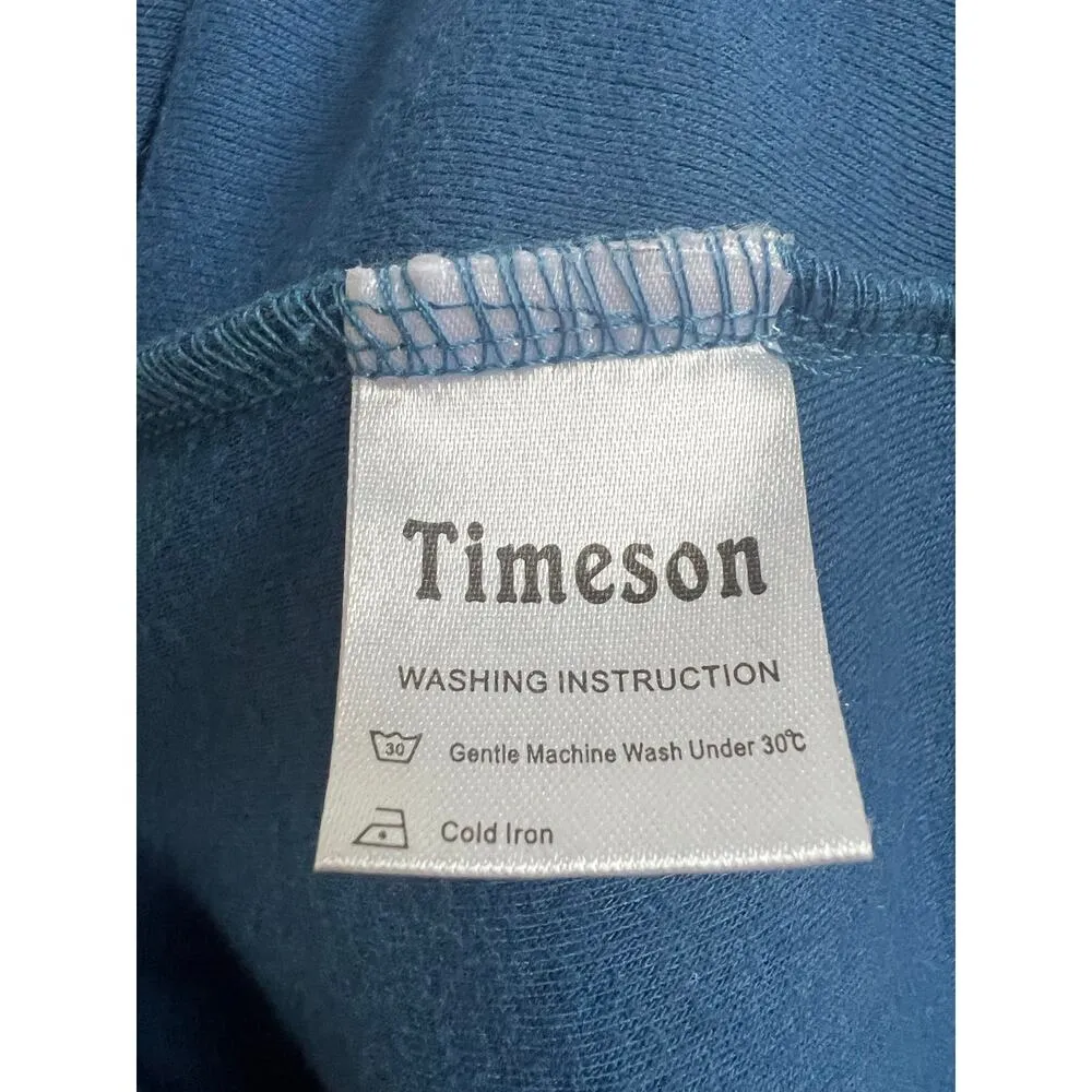 Timeson Long Sleeve Button Lapel Collar Large Blue - Image 7