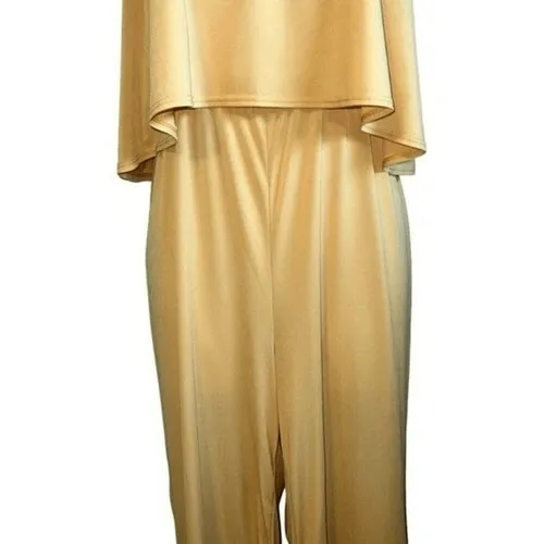 POLLY & ESTHER Strapless Draped‎ Top Mustard Wide Leg Jumpsuit  NWOT Size XL - Image 3