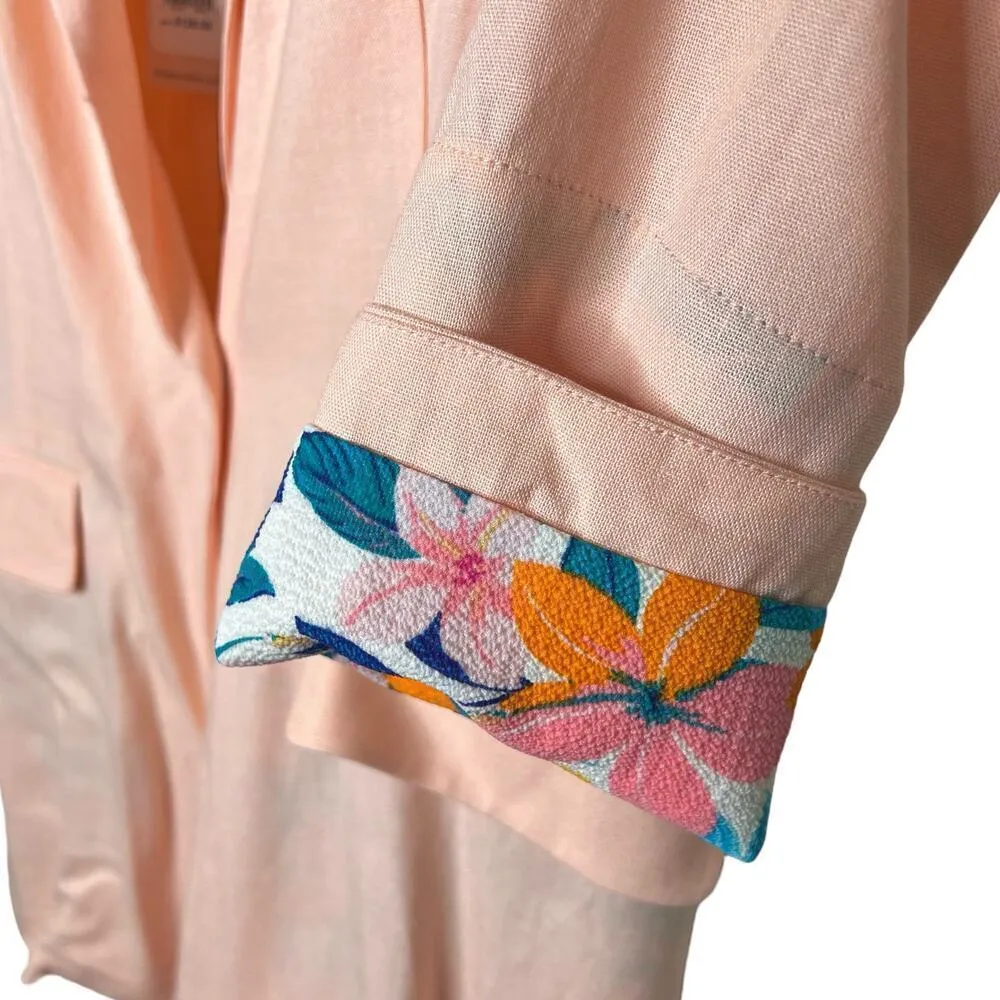 New Women’s BCBGeneration Floral Trim Linen Blend Boyfriend Blazer Size XS - Image 4