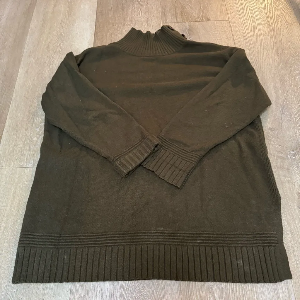 Anthropologie Olive Green Mock Neck Sweater - Image 2