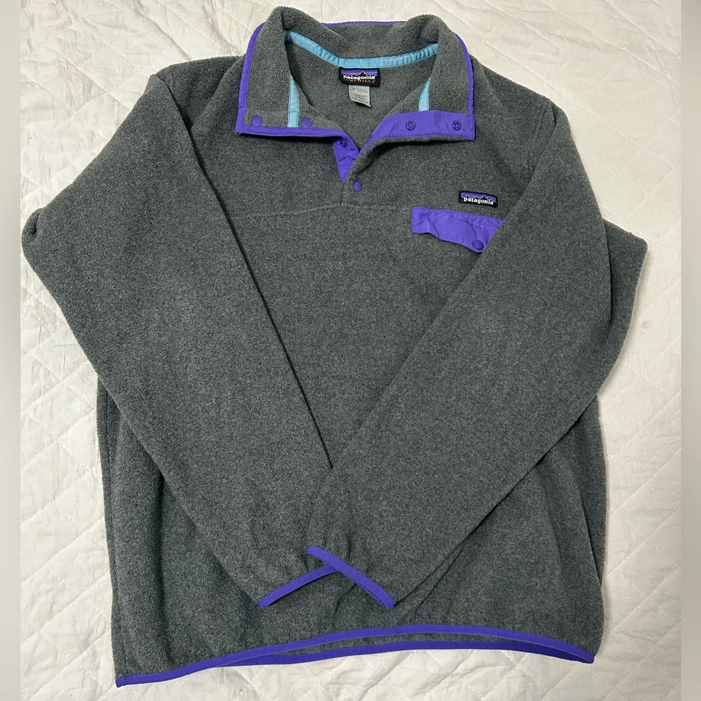 Patagonia Synchilla Gray and purple Pullover - Image 2