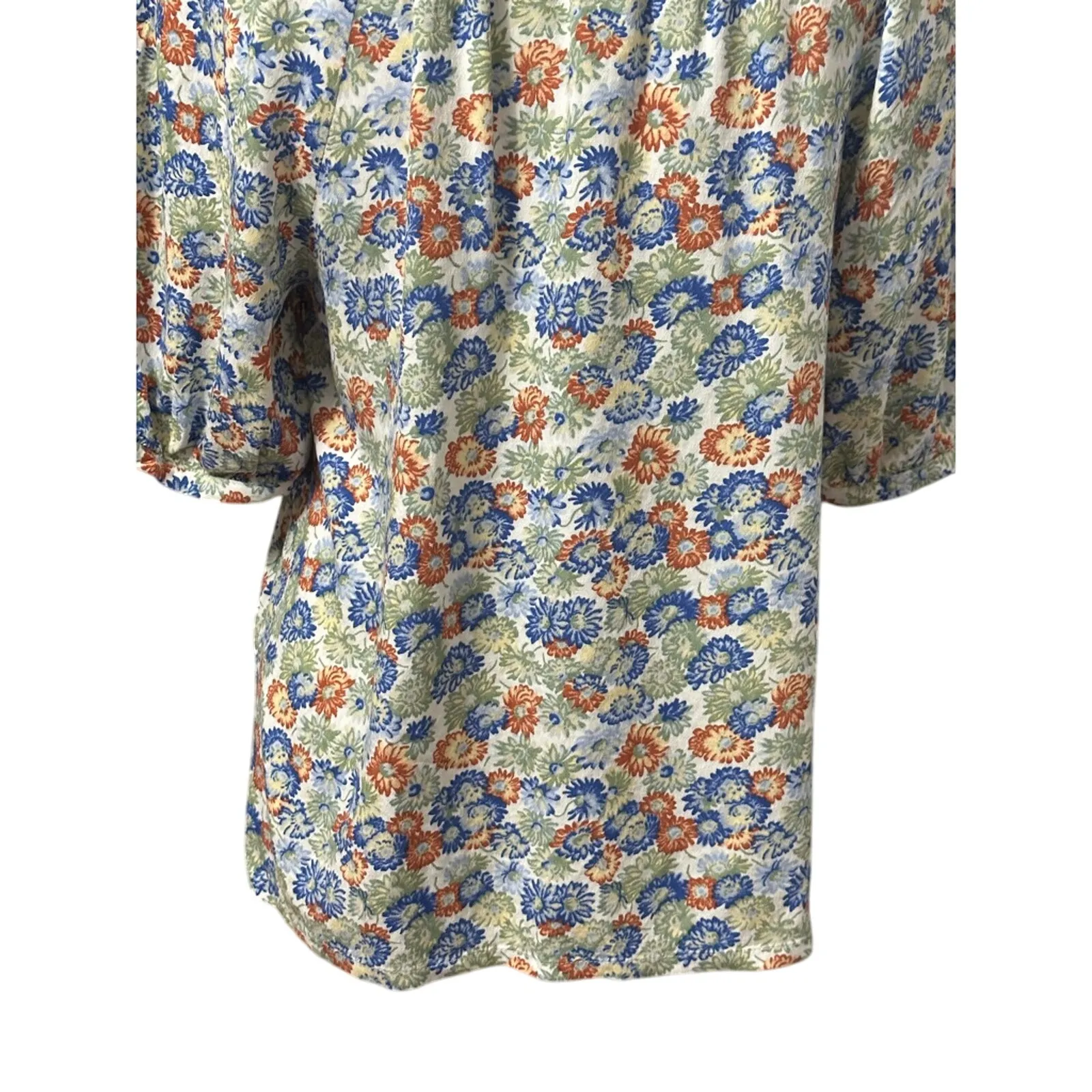 Treasure & Bond Peasant Blouse Puff Sleeves Floral White/Multicolor W XXS NWOT - Image 6