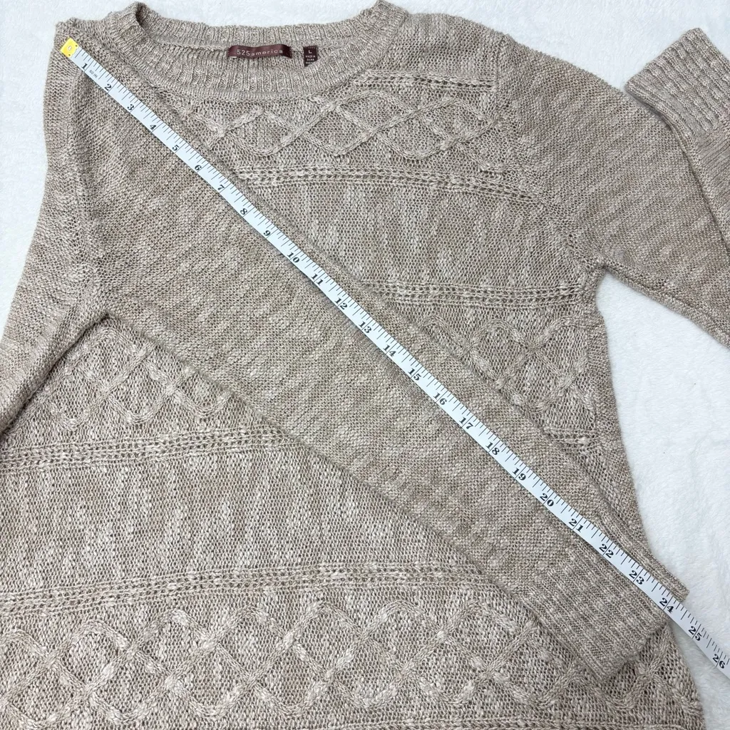 525 America Vintage Beige Long Sleeve Crew Neck Pullover Sweater Size L - Image 7