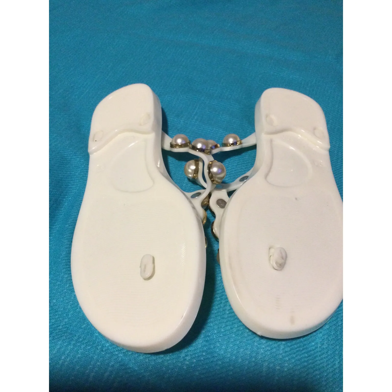 Rilong Pearl Embellished Thong Sandals Slip On Flats‎ White size 5.5 - Image 3