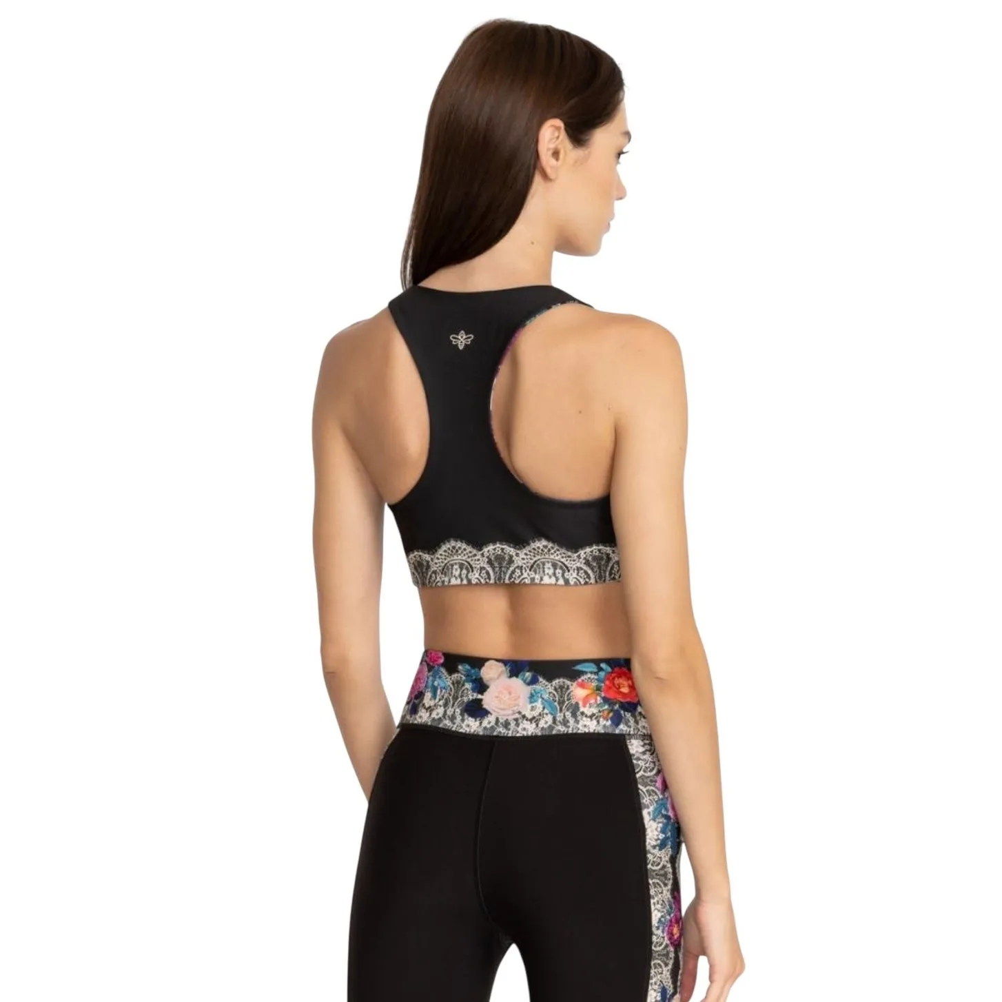 NWT! Johnny Was Women Bee Active Reversible Sports Bra Rose Lace - Size XS - Image 4