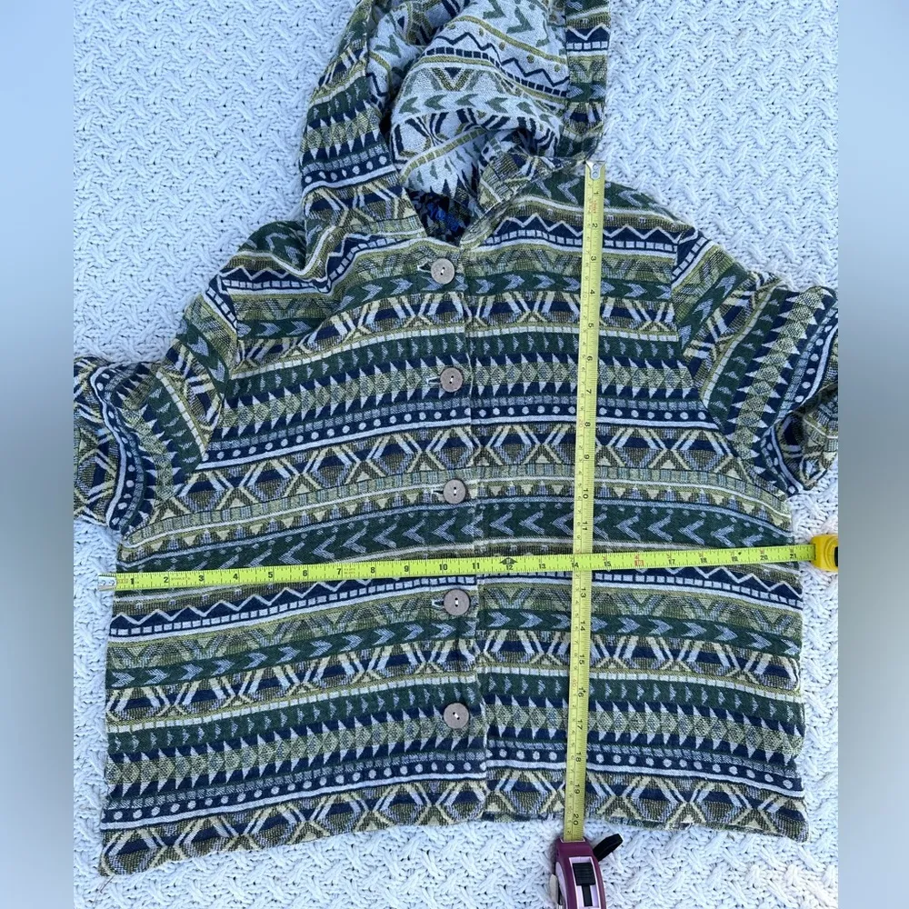 YUVITA WOMENS MEDIUM Green and Blue Patterned Button - Image 4