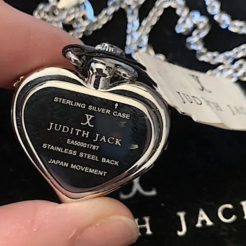 JUDITH JACK Sterling Silver Inlaid Marcasite Heart Locket with Clock Pendant NWT - Image 3