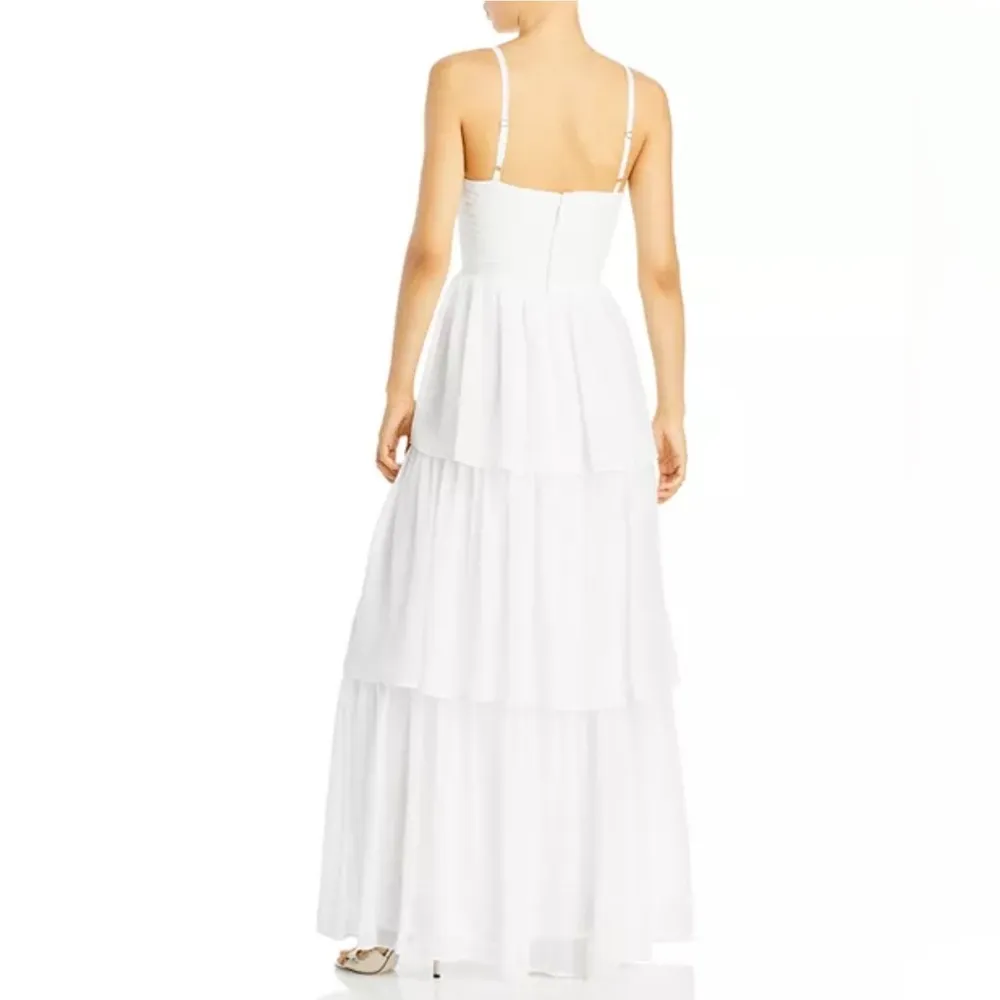Aqua Bloomingdale’s Cutout Tiered Gown in Off White, Size S New 10 NWT $298 - Image 2
