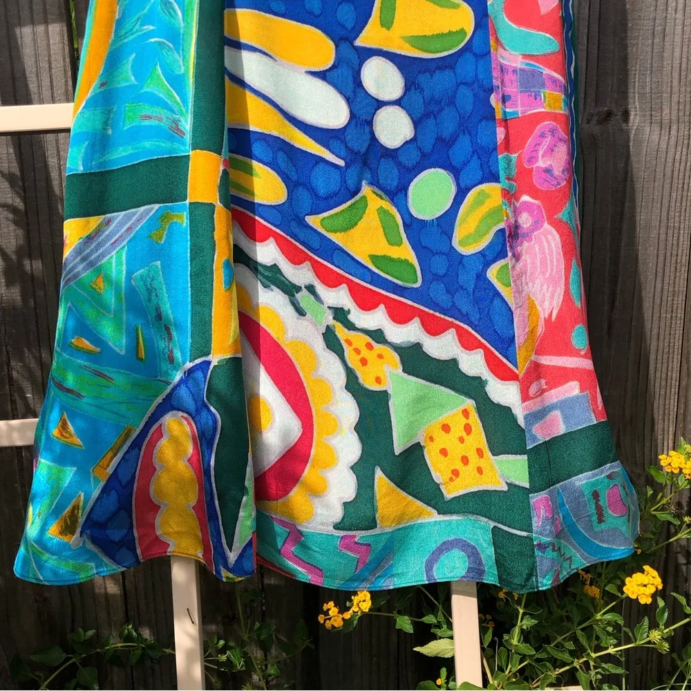 Abstract Silk Print Sundress S - Image 3