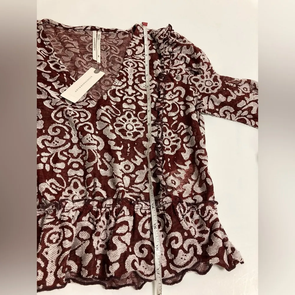 NWT Anthropologie (Burgundy & white/bone) Floral design/print - Image 9