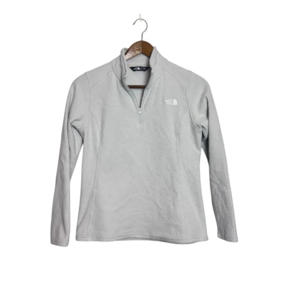 The North Face Women's Light Gray Yumiori 1/4 Zip Fleece Pullover Sweater - Image 2