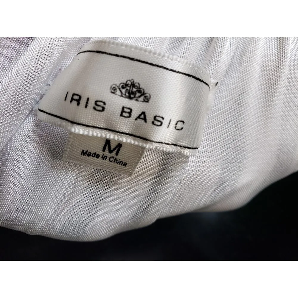 Iris Basic Fit & Flare Dress Women's Medium White Black Striped Off The Shoulder - Image 3