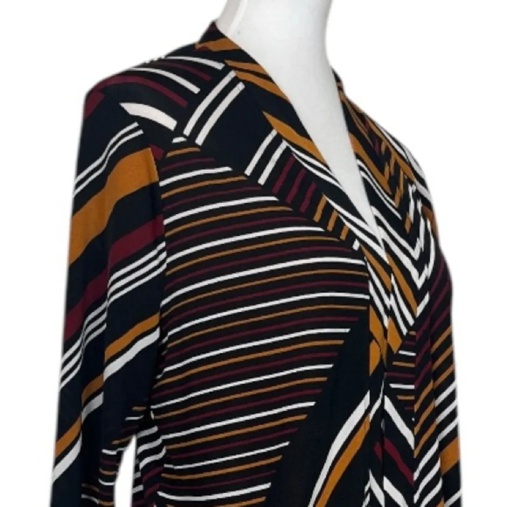 Chicos Size 2 Cardigan Open Front Long Sleeve Black Orange Multi Women’s Medium - Image 6