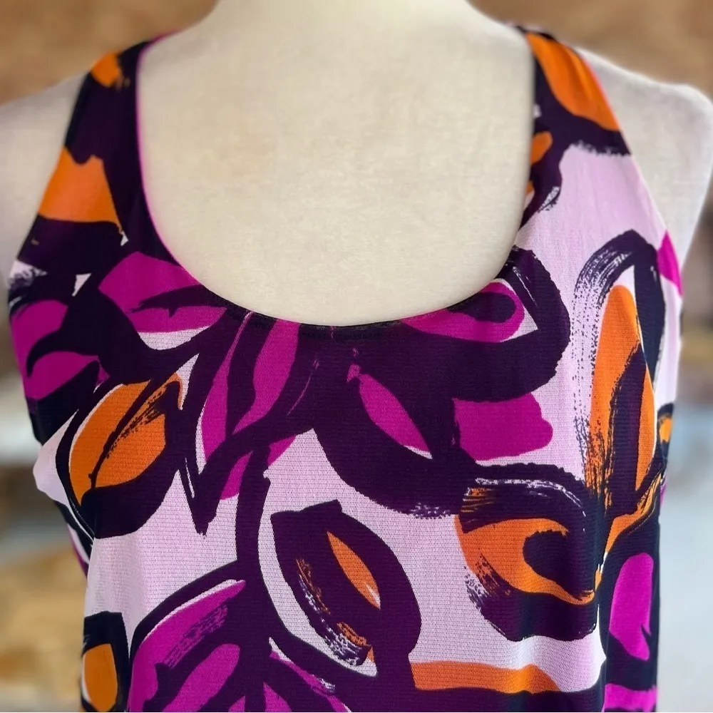 INC International Concepts Purple Floral Racerback Halter Mesh Tank Top M Size M - Image 4