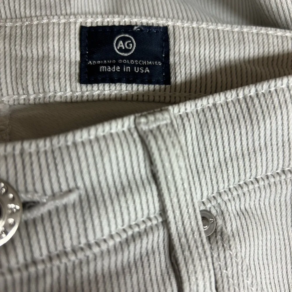 AG Adriano Goldschmied Legging Super Skinny Fit Jean White & Tan Stripe Size 26R - Image 3