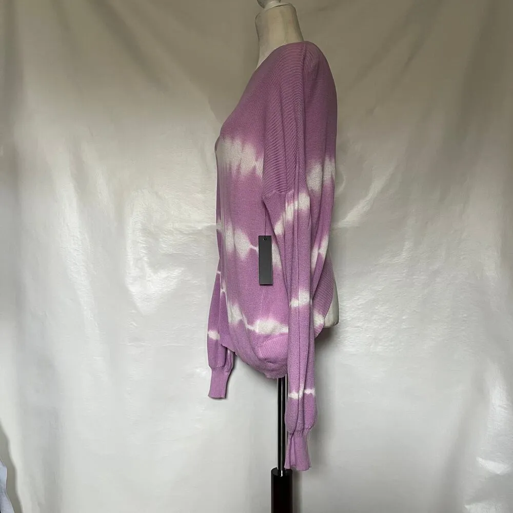 FATE Tie Dye Wrap Back Womens Sweater Sz M Purple Hippie Cotton Balloon New - Image 8