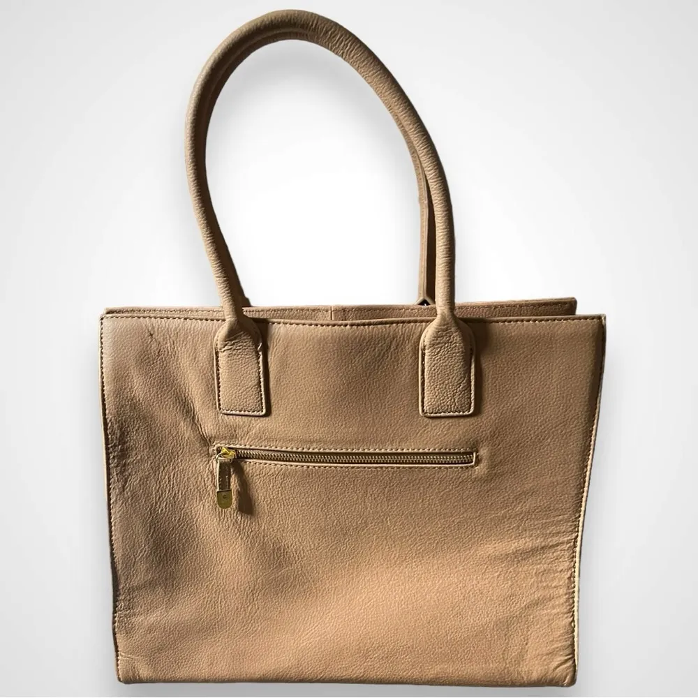 JOY & IMAN Leather Camel Large Tote Bag W/ Multiple Compartments | NWOT - Image 4