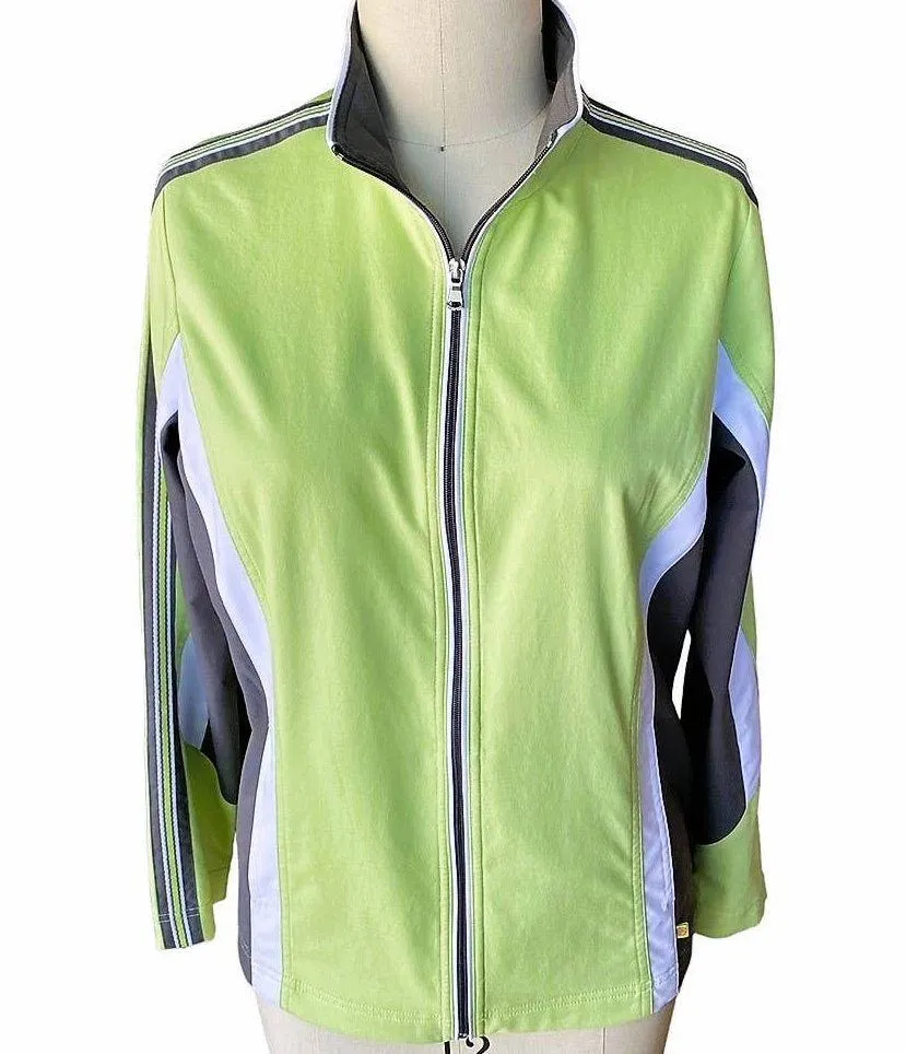 MADE FOR LIFE Lime Green & Gray Lightweight Jacket Coat ~ Women's Size LARGE - Image 2