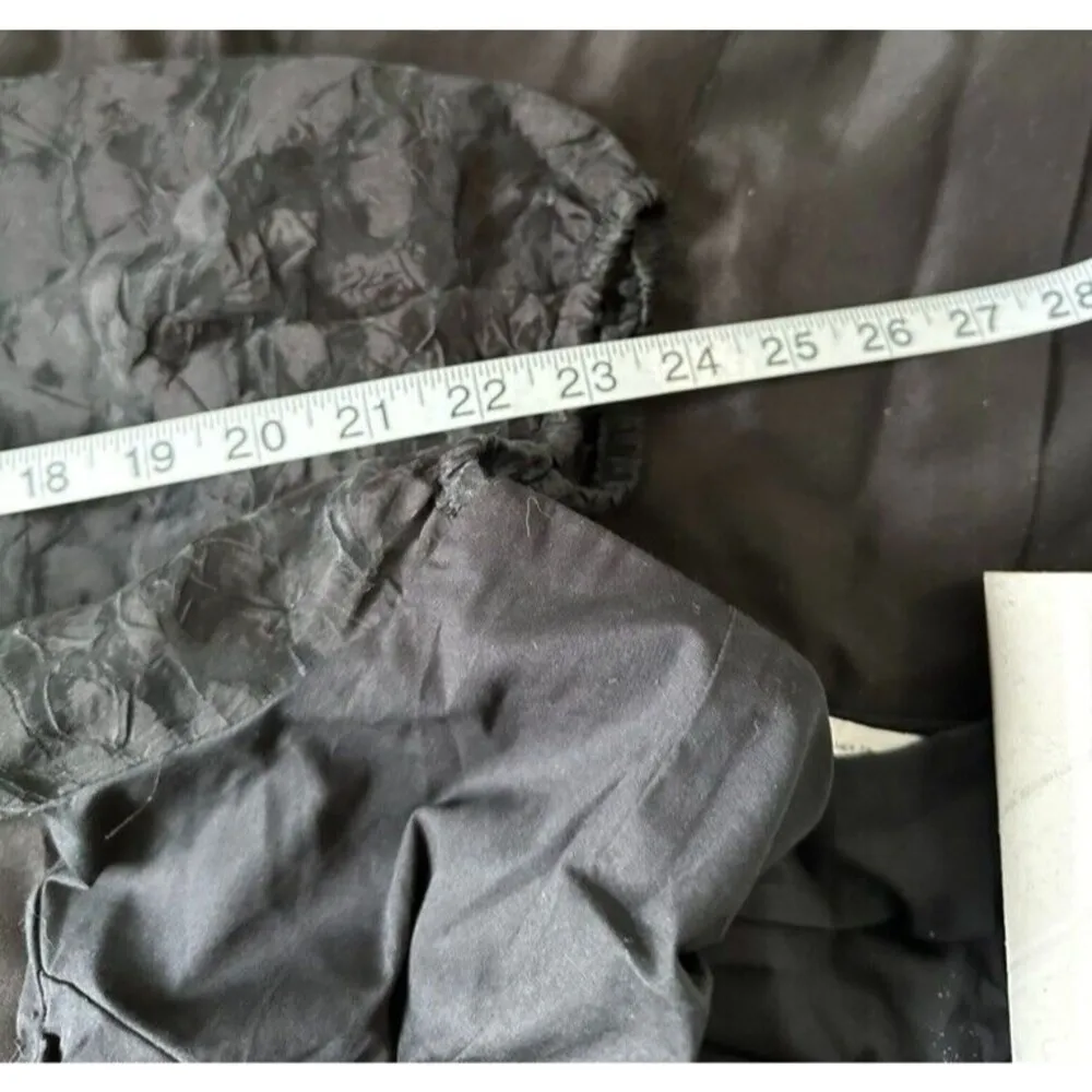 Zara Womens Medium Top Animal Leopard Print Organza Puff Vneck Sleeve Crop Black - Image 7