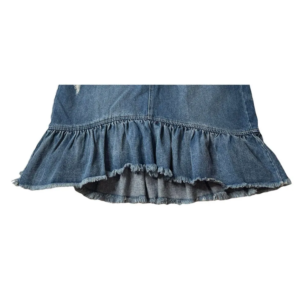 Juniors JOLT Distressed Ruffled Frayed Hem Layered Look Denim Jean Skirt Size 5 - Image 3