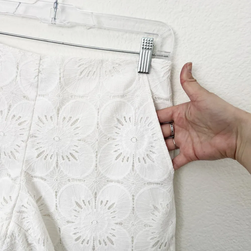 [Trina Turk] Cece White Lace Eyelet Scalloped Hem Mid Rise Shorts Bridal Size 4 - Image 9