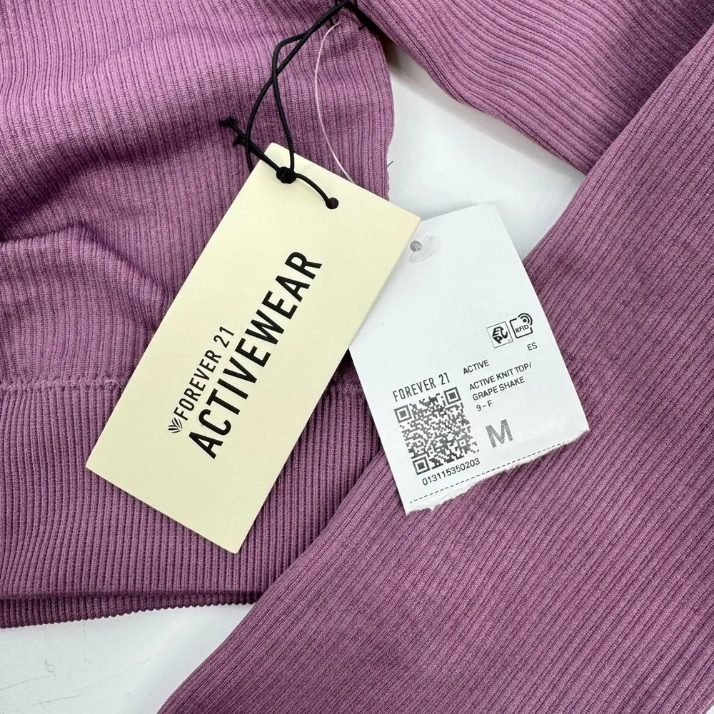 Forever 21 Seamless‎ Scoop Neck Long Sleeve Active Crop Top Med - Image 6