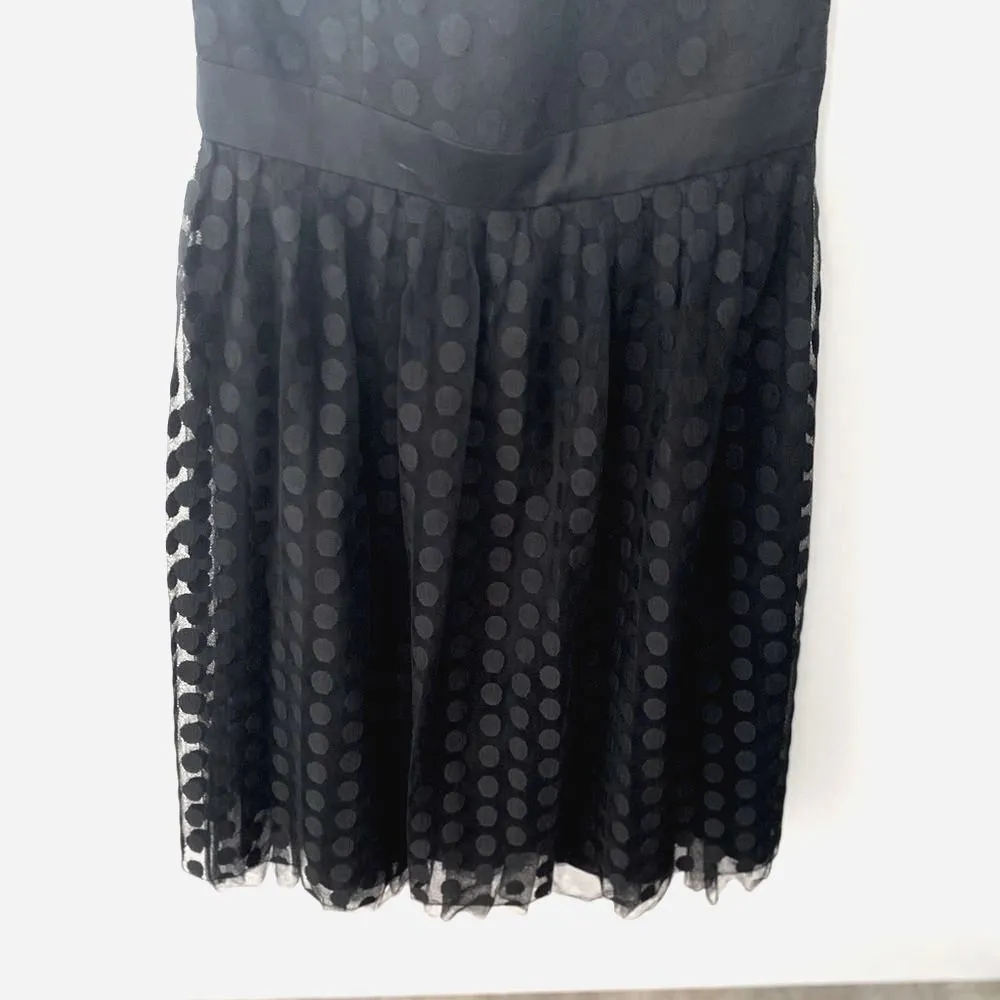 WHBM Silk Strapless Dress Women's 6 Black Polka Dot Retro Tulle Twee Party HOCO - Image 5