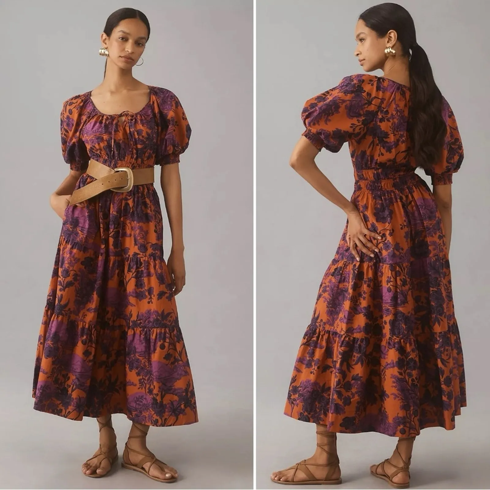 Anthropologie The Somerset Maxi Dress: Puff-Sleeve Edition Size Large Floral - Image 3
