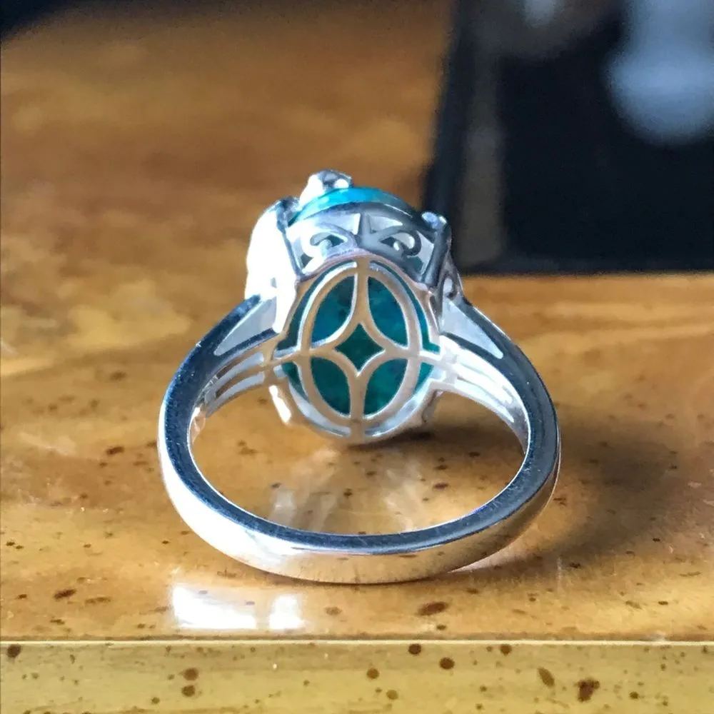 Natural Shadowkite Sterling Silver Peacock Ring Size 9 Blue - Image 7