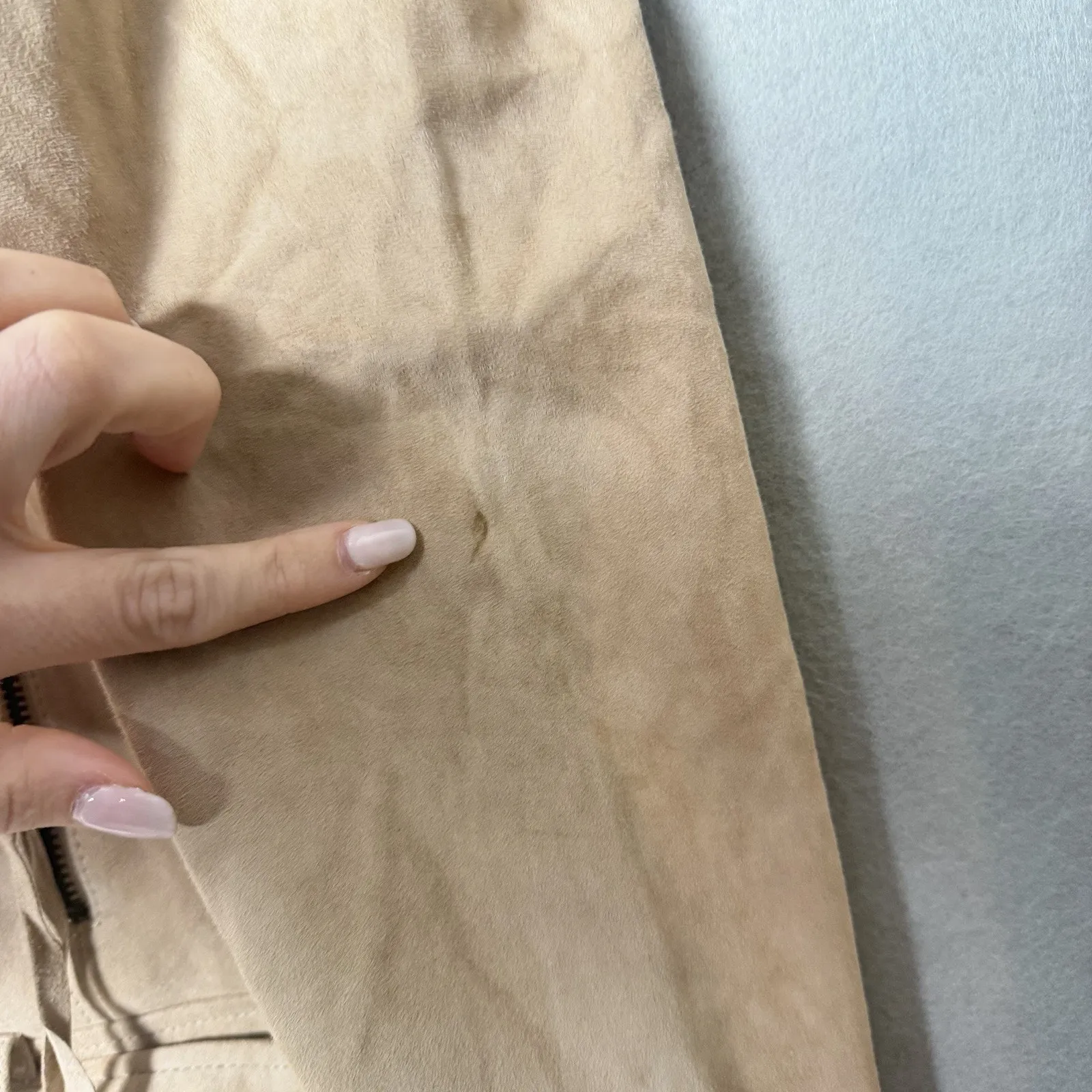 Retrofete Tai Suede Leather Jacket Puff Sleeve Belted Biker Edgy Chic Tan Size L Size L - Image 12