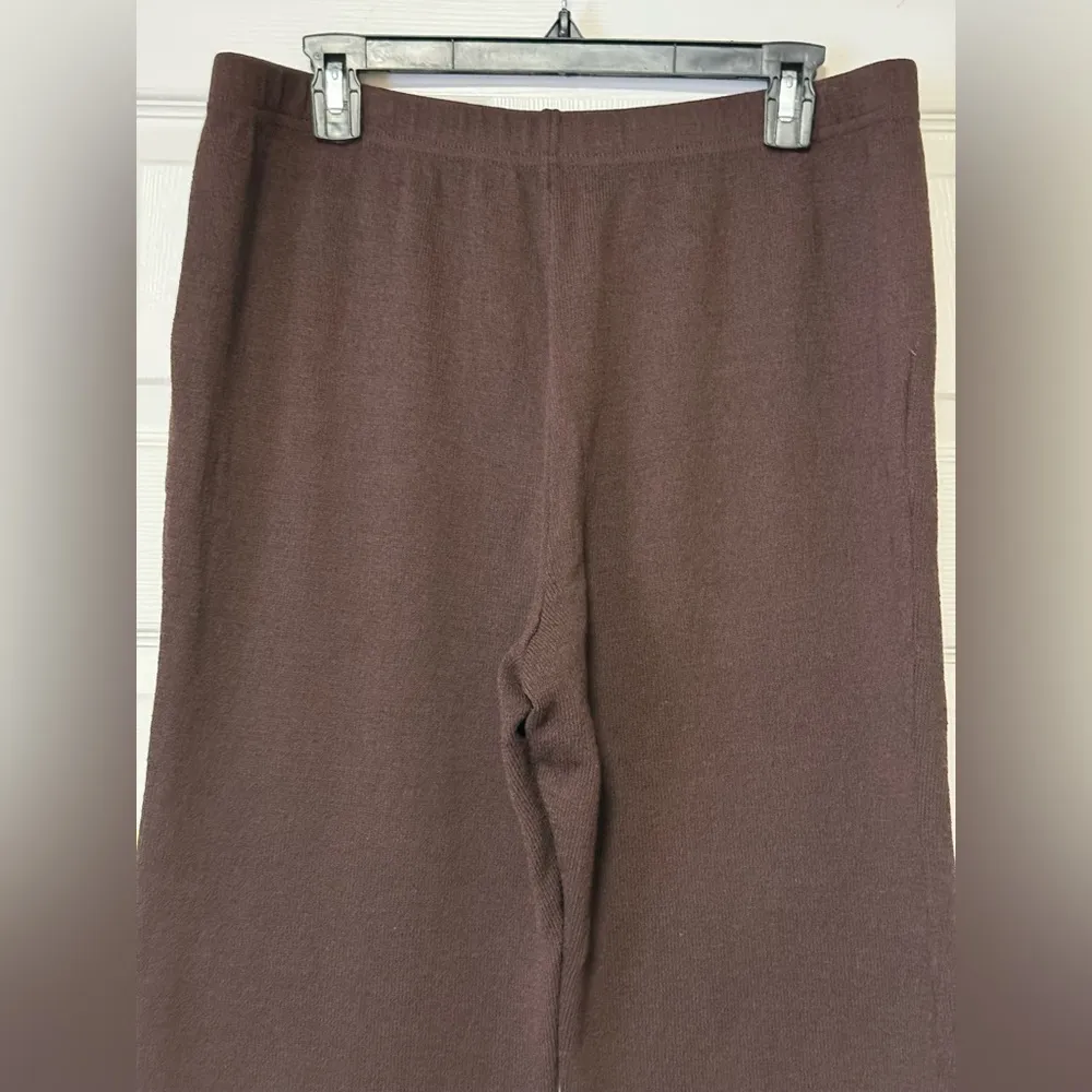 St John Sport Women's Wool Blend Cropped Pants Chocolate Brown Straight Leg Sz L - Image 4