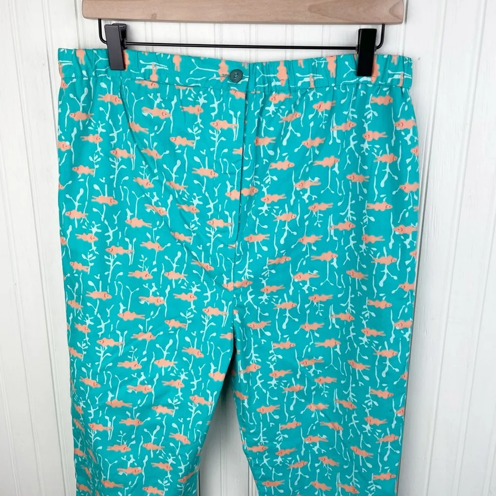 Vintage Lilly Pulitzer Cropped Capri Cotton Pants Green Fishy Print Size Small - Image 5