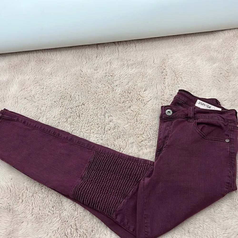 Pistola size 29 wine/burgundy moto jegging - Image 4