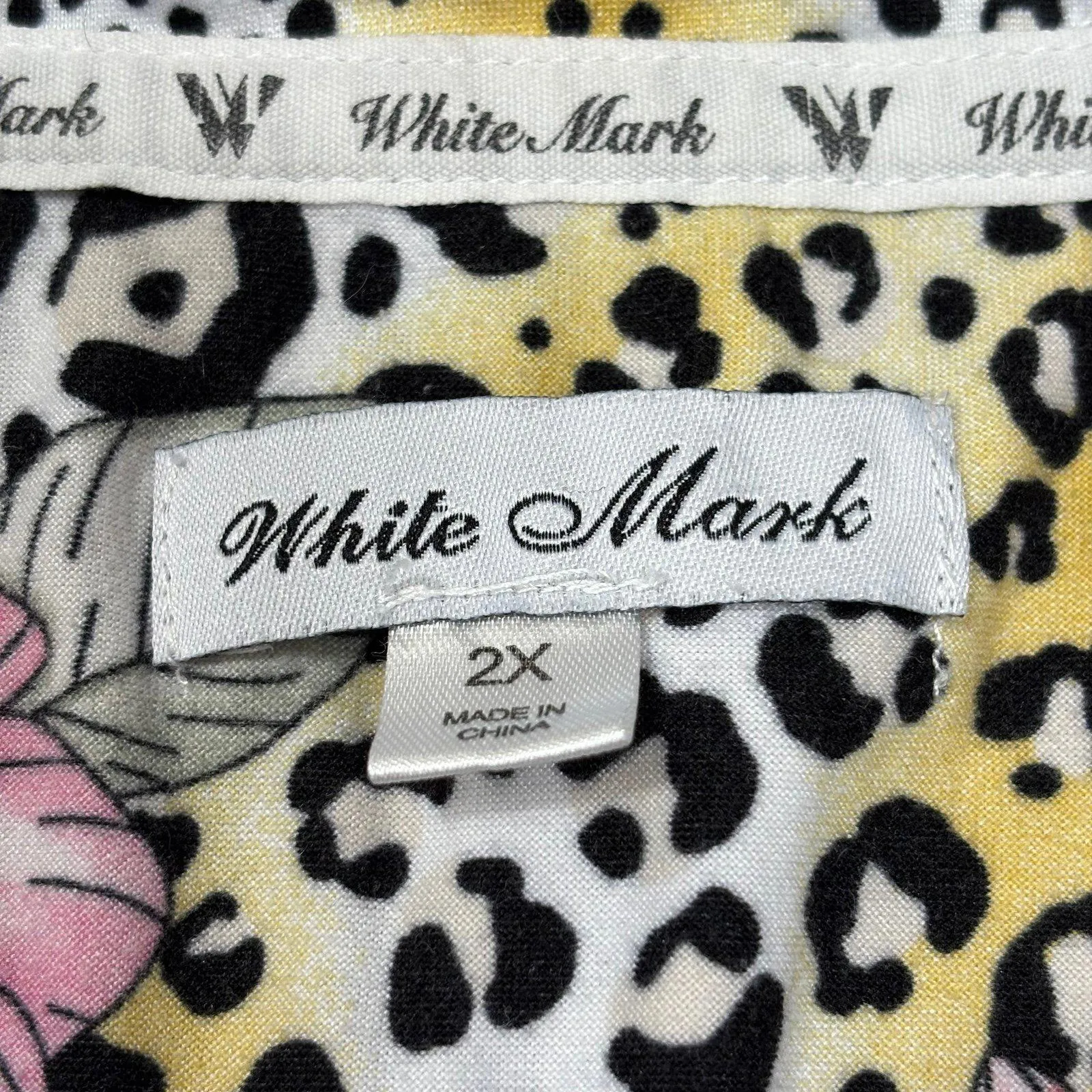 White Mark Floral and Leopard Print Pajama Set 2X Size XXL - Image 3