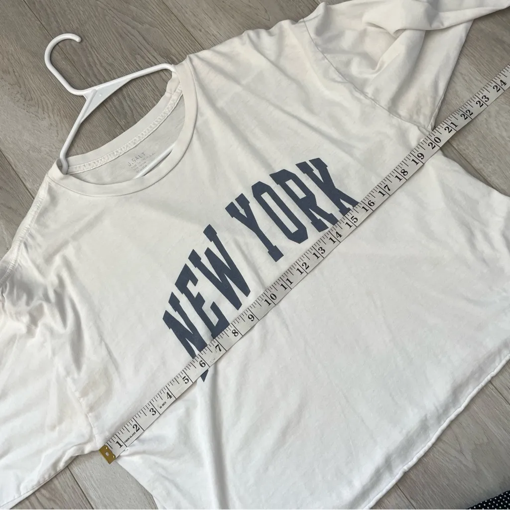 Brandy Melville Tshirt new york long sleeve crop oversized womens White one size - Image 3