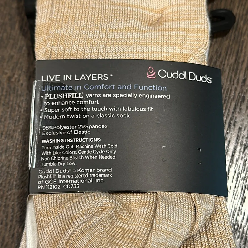 Cuddl Duds Plushfill 3-Pack Midweight Everyday Crew Socks NEW Taupe - Image 9