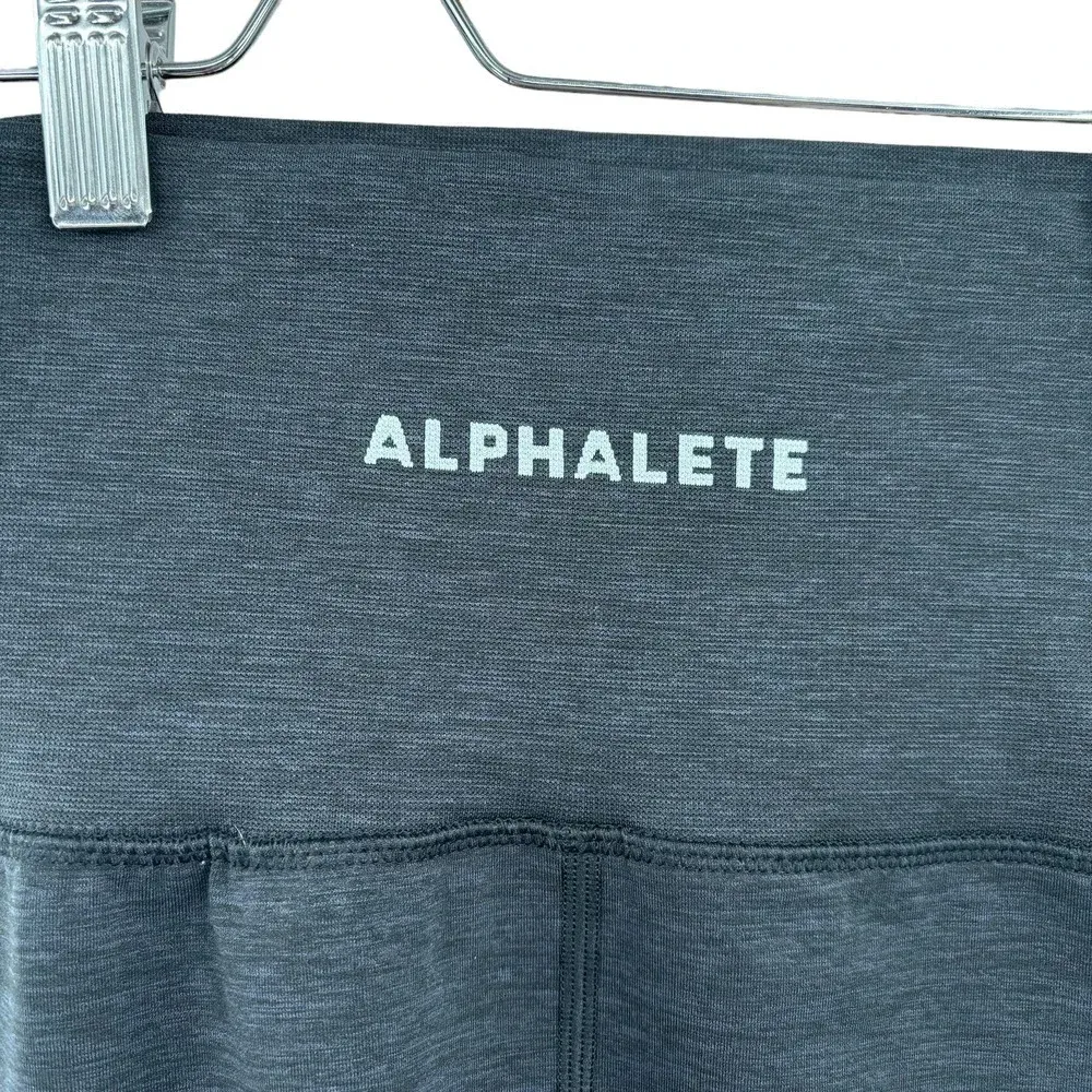 Alphalete Revival Moto Leggings Seamless Knit Stretch Gray Black‎ Size Small - Image 8