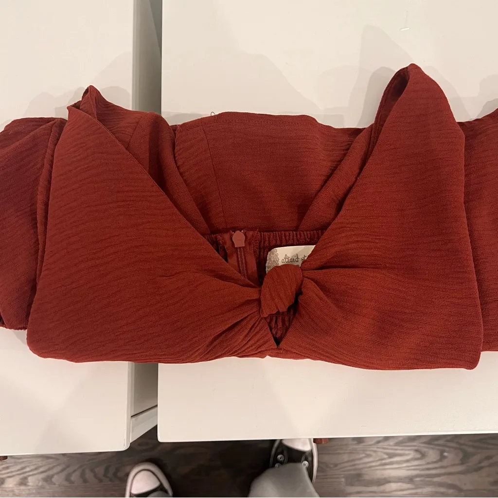 Altar'd State Rust Tie-front Long Sleeve Dresd - Image 10