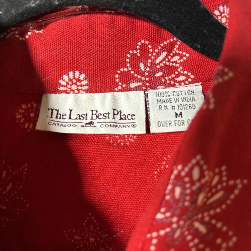 VTG Red Bandana Print Button Jacket Catalog Cotton Sz M Collared Pockets Western Size M - Image 5