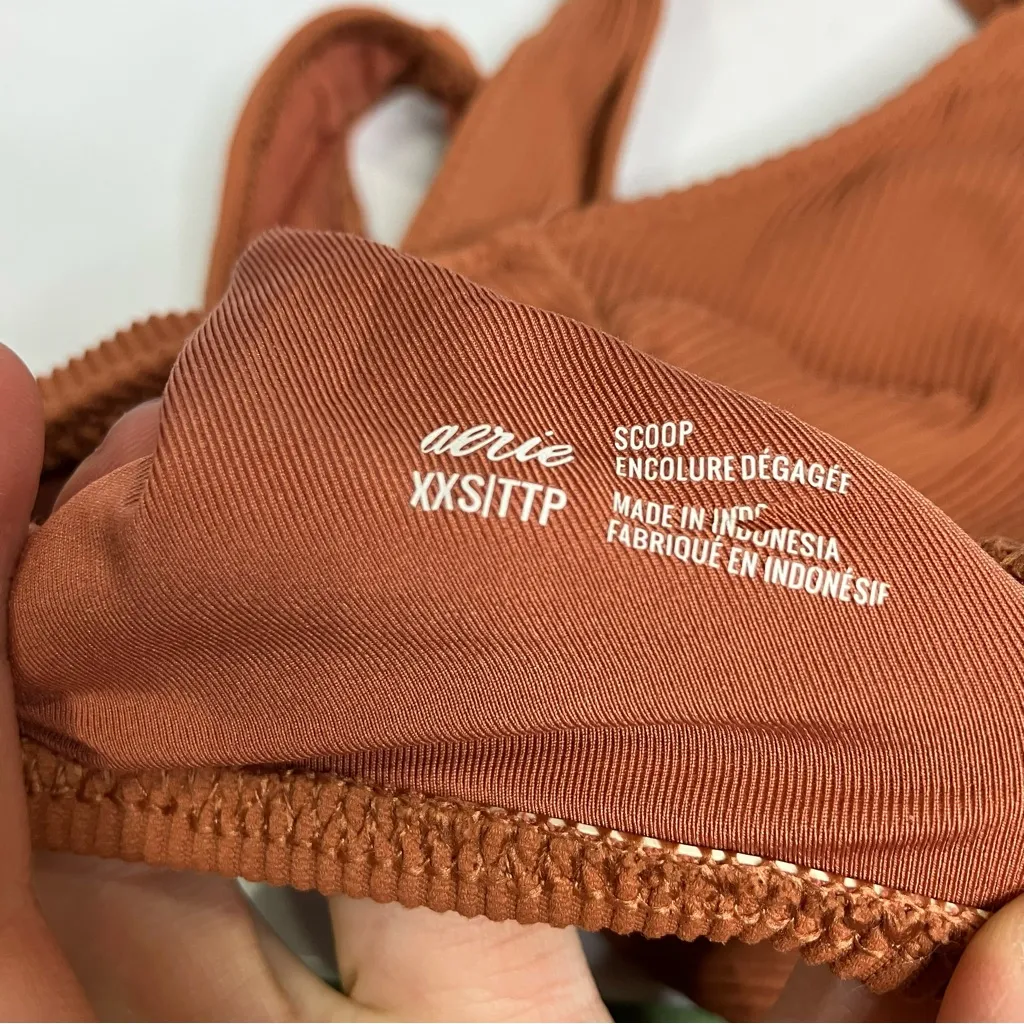 Aerie scoop neck bikini top orange/rust ribbed women’s‎ size XXS summer beach - Image 5