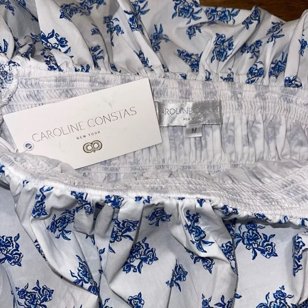 NWT Caroline Constas Lydia Top Blue Size M - Image 7