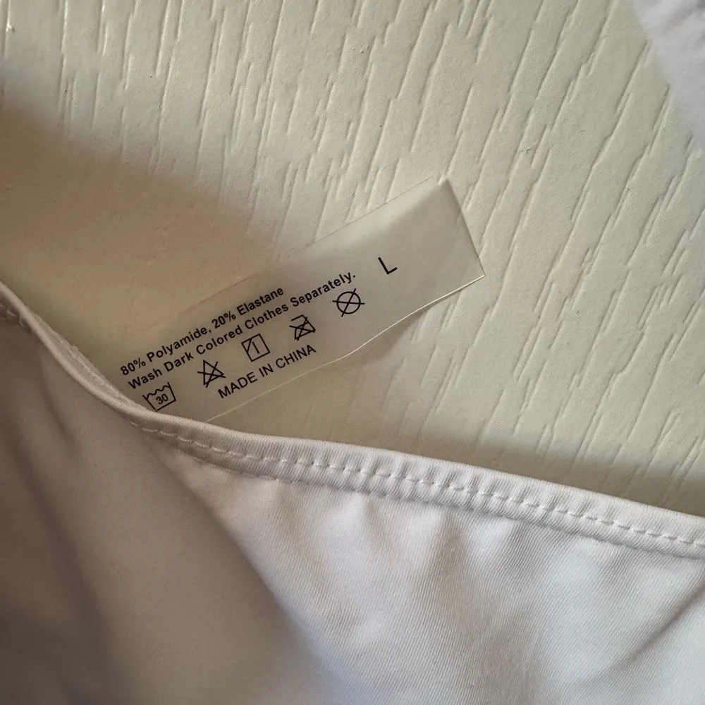 Kaei&Shi One Piece Swimsuit Women Cut Out Criss Cross Thong Monokini White L Size L - Image 7