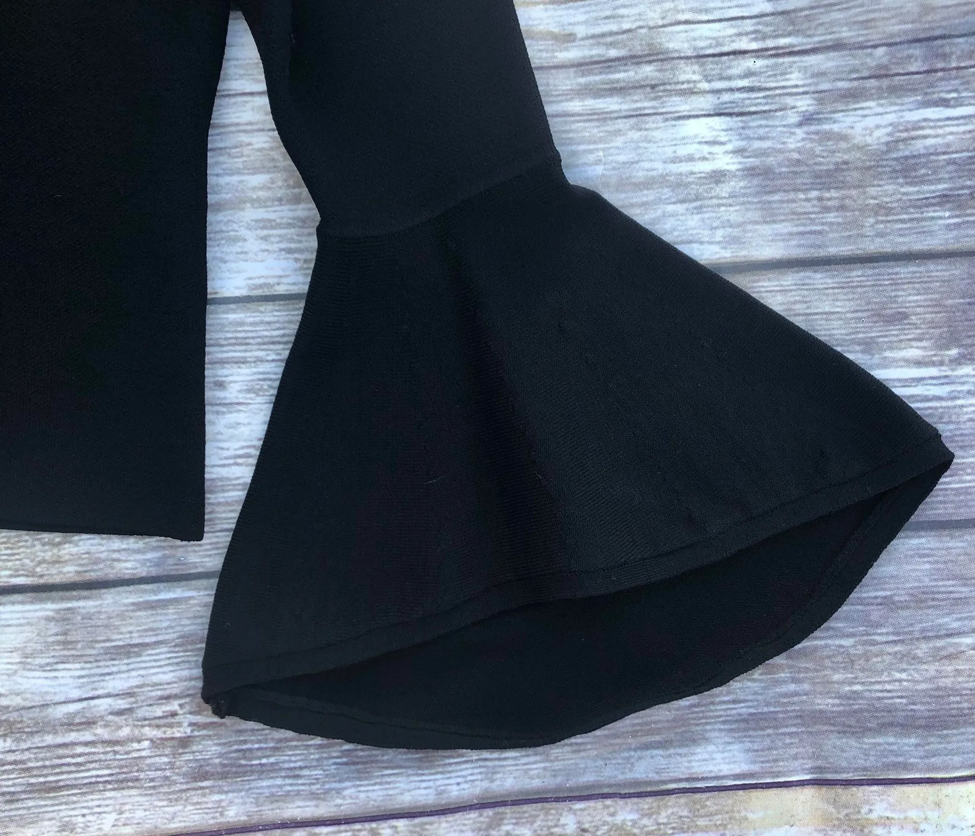 Black Bell Sleeve Top Keyhole Shirt - Image 10