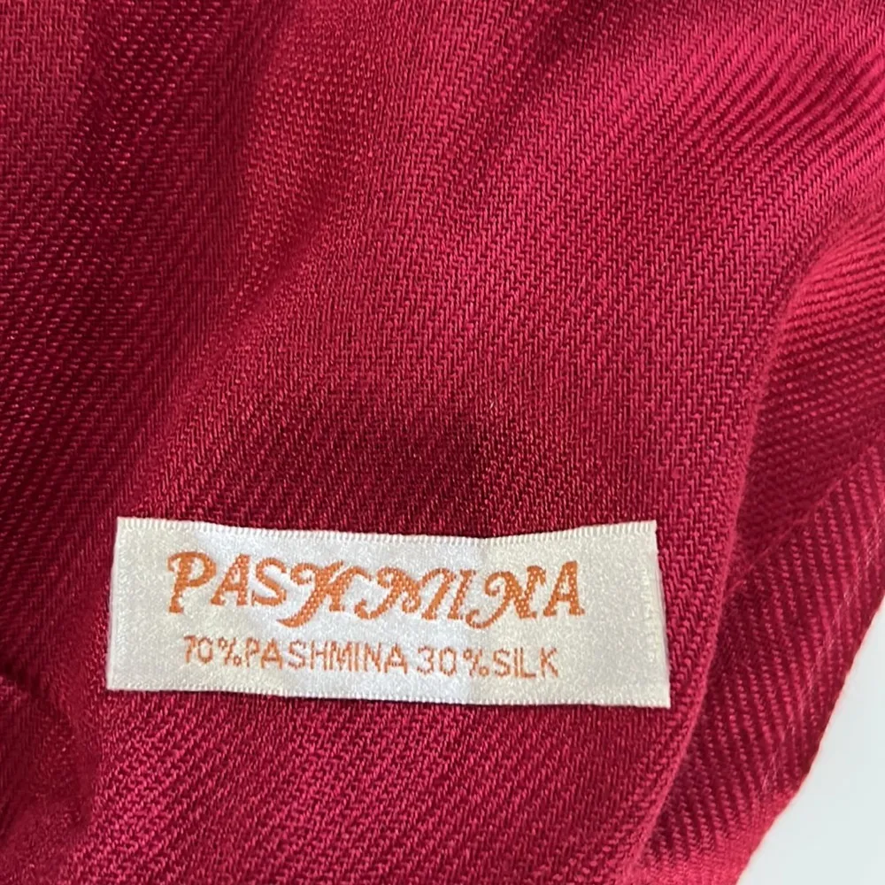 Pashmina Silk Scarf 74”x28” Red - Image 2