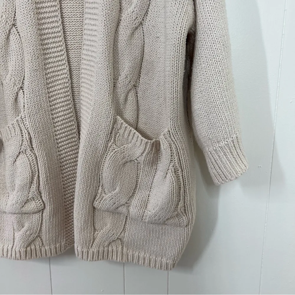 Vici Cream Oversized Heavyweight Chunky Cable Knit Belted Cardigan - Image 5