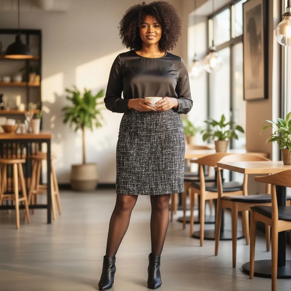 Boston Proper Black White Blue Textured Metallic Pencil Skirt 14 - Image 9